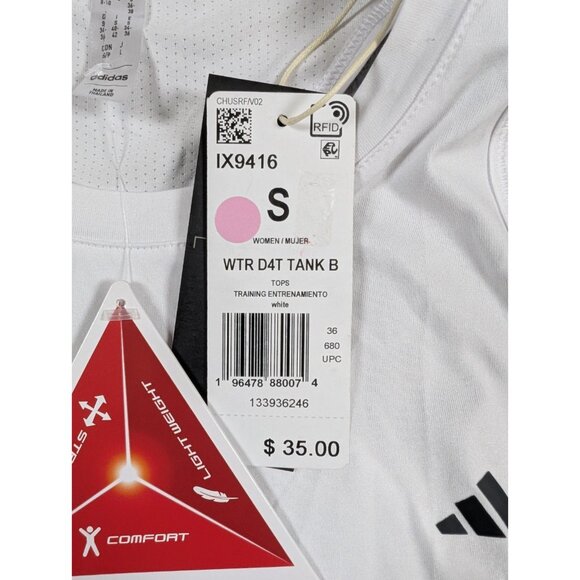 Adidas Aeroready Women Tank Top Size Small White Training Performance Activewear - Picture 3 of 9